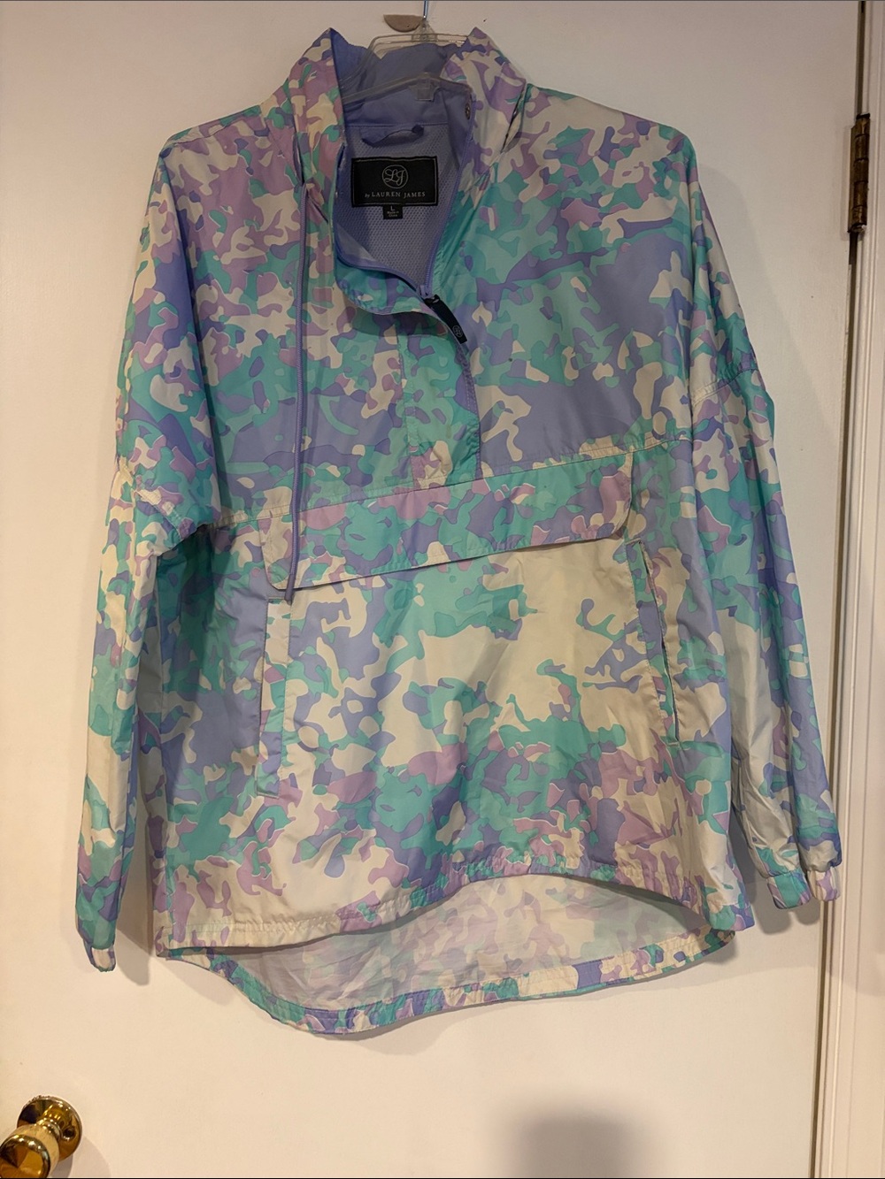 Lauren James Pastel Camo Half-Zip Pullover - Lavender, Mint, Cream